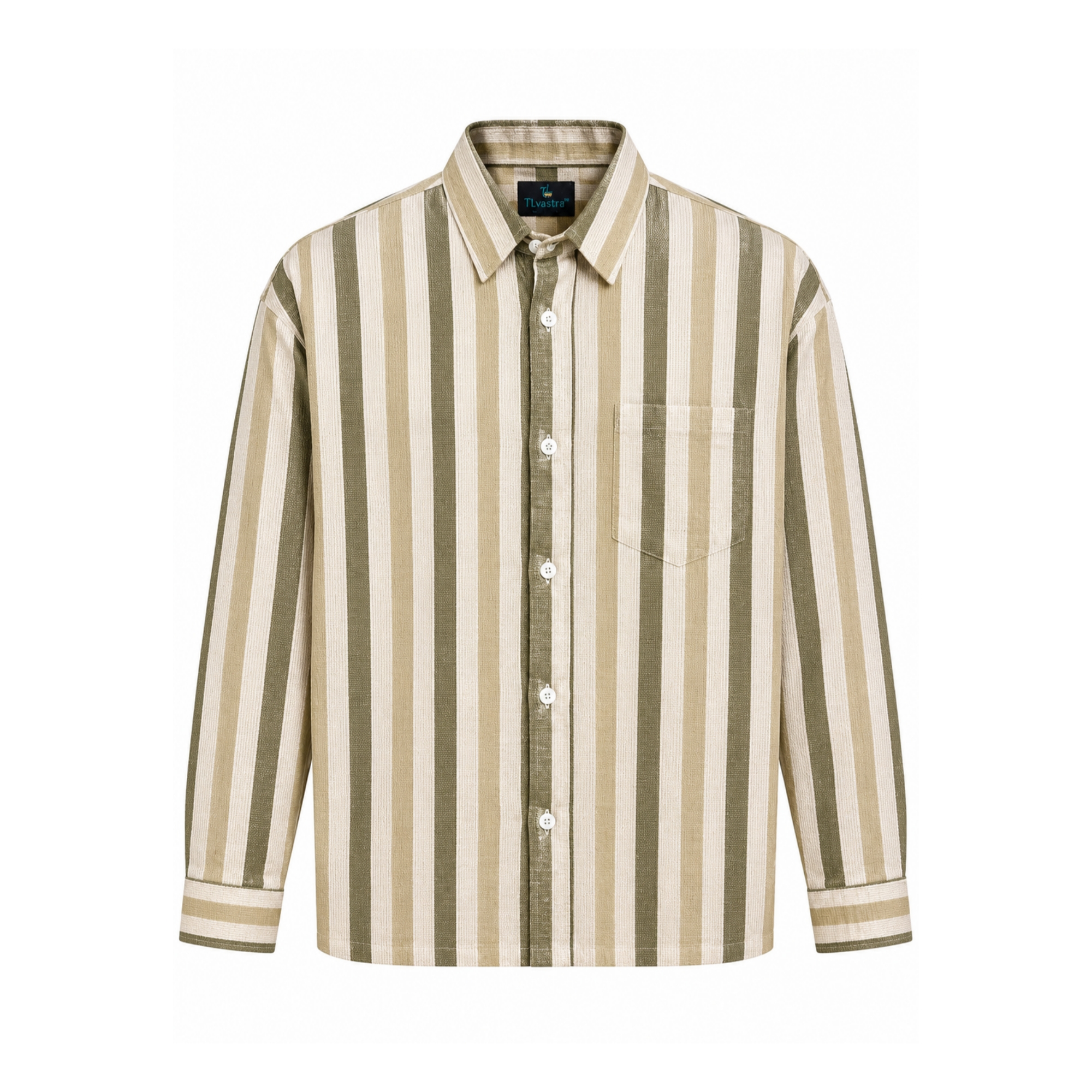 TL VASTRA Men's Boxy Fit Textured Vertical Striped Full Sleeve Casual Shirt with Front Pocket