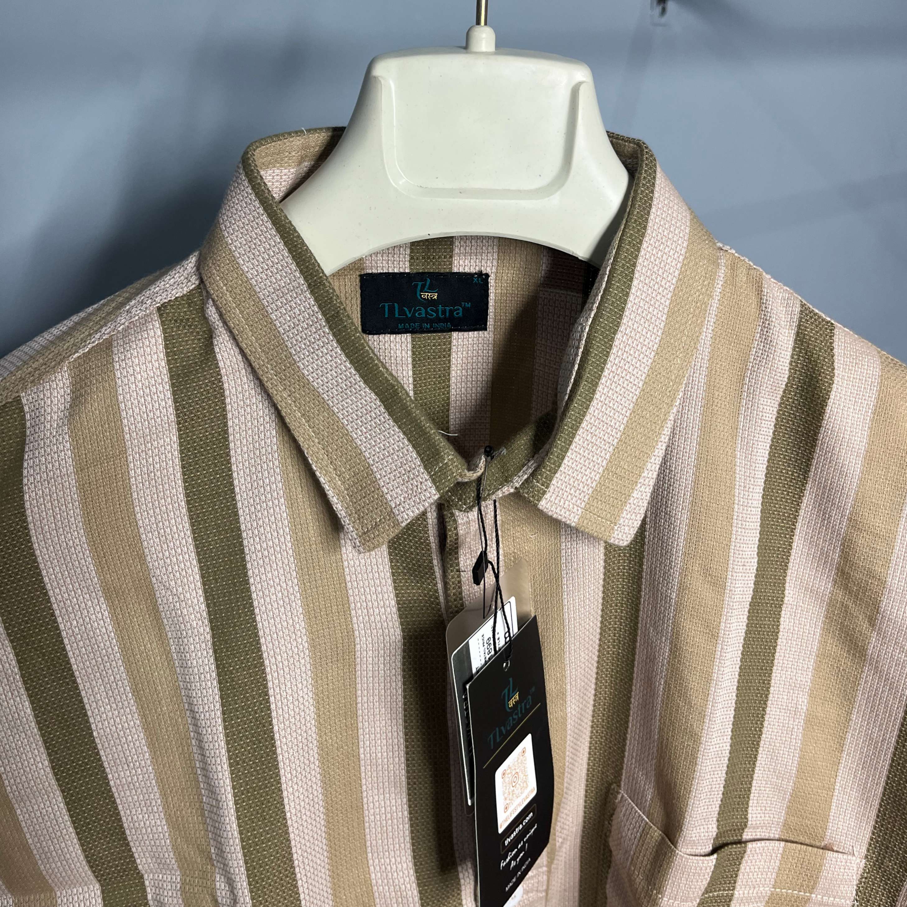 TL VASTRA Men's Boxy Fit Textured Vertical Striped Full Sleeve Casual Shirt with Front Pocket