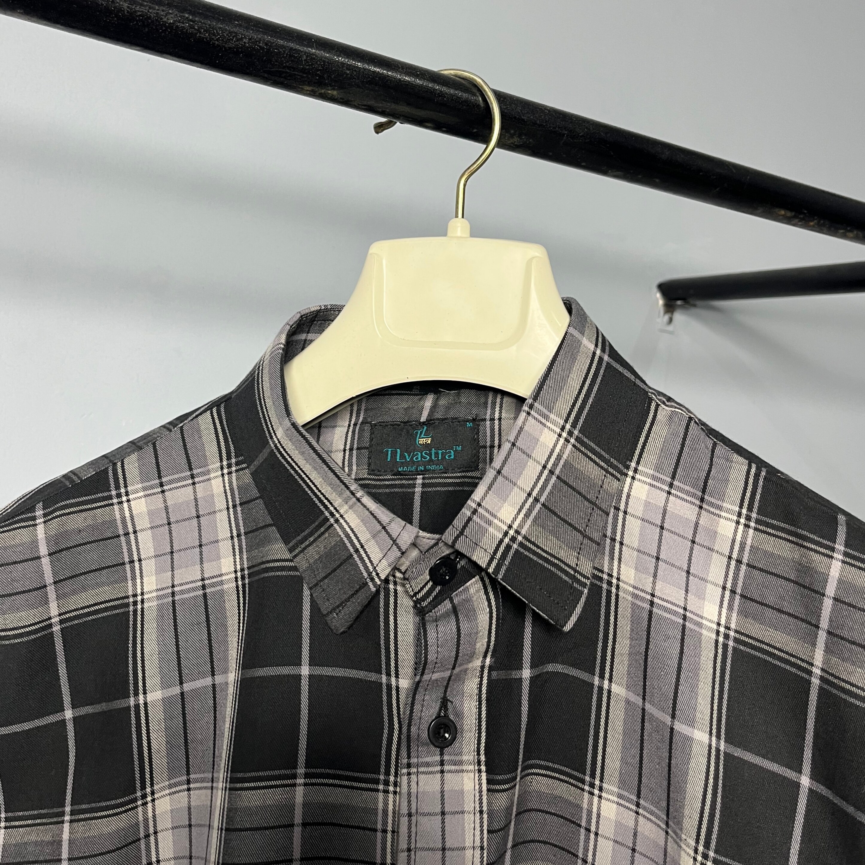 TLvastra Men's Boxy Fit Checked Shir