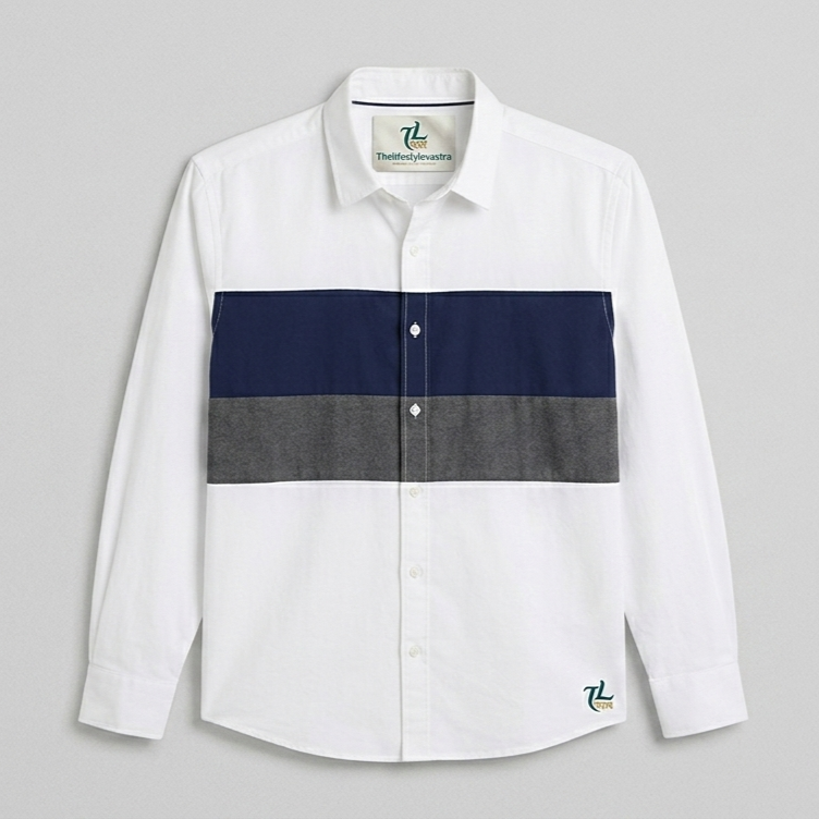 TheLifestyleVastra Men's Color-Block Premium Cotton Shirt